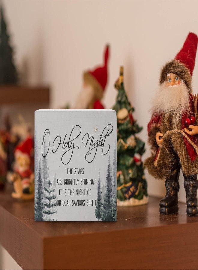 Wheatwin Christmas O Holy Night Sign Decor, Gifts for Christians Men Woman, Vintage Christian Bible Wood Sigs, Winter Holiday Nativity Scene Decorations for Office Bathroom Shelf Desk Table, 5x5 - Image 3